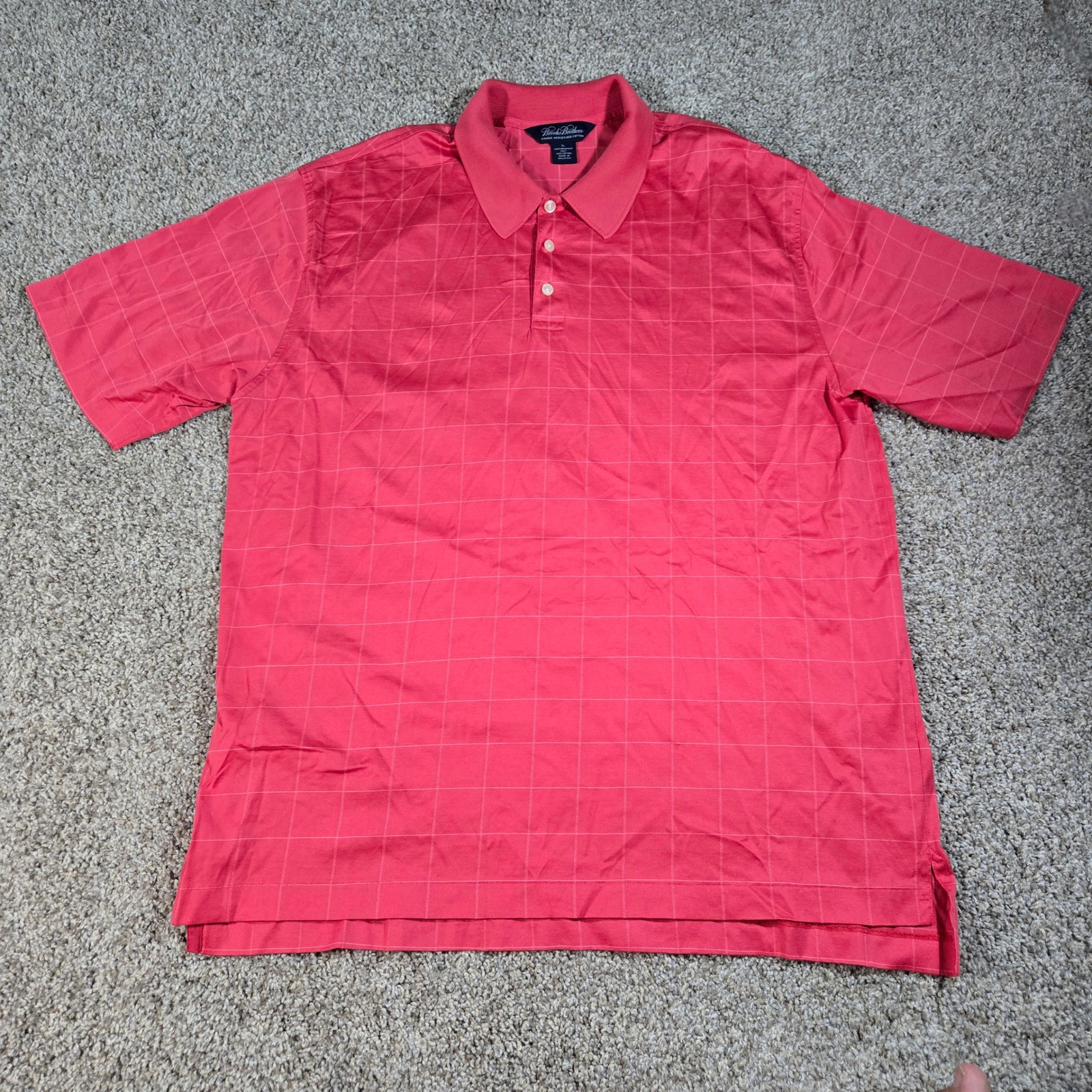 Brooks Brothers Country Club Polo - Xl - Pink Windowpane